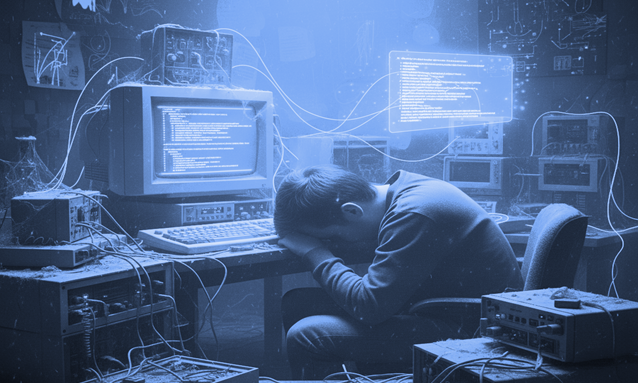 Person practicing Vibe Coding to generate a mobile app using AI prompts.